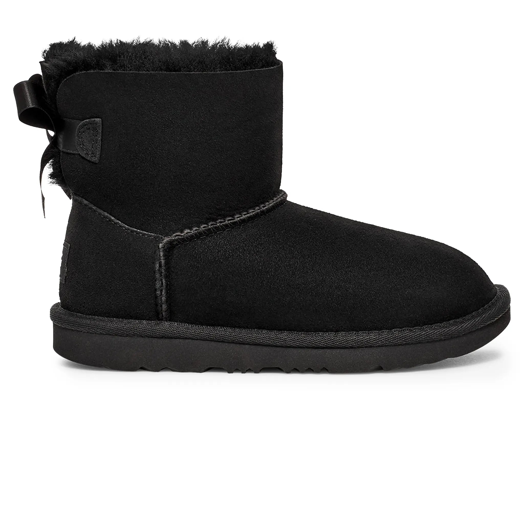 Side View of UGG Mini Bailey Bow II Girls Black Boots UGGS5013154232